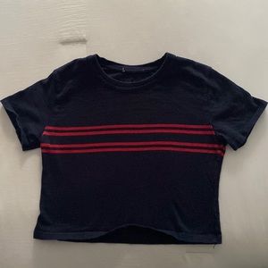 Brandy Melville navy blue with red striped shirt